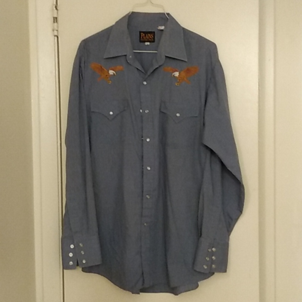 Long sleeve western snap pearl button shirt